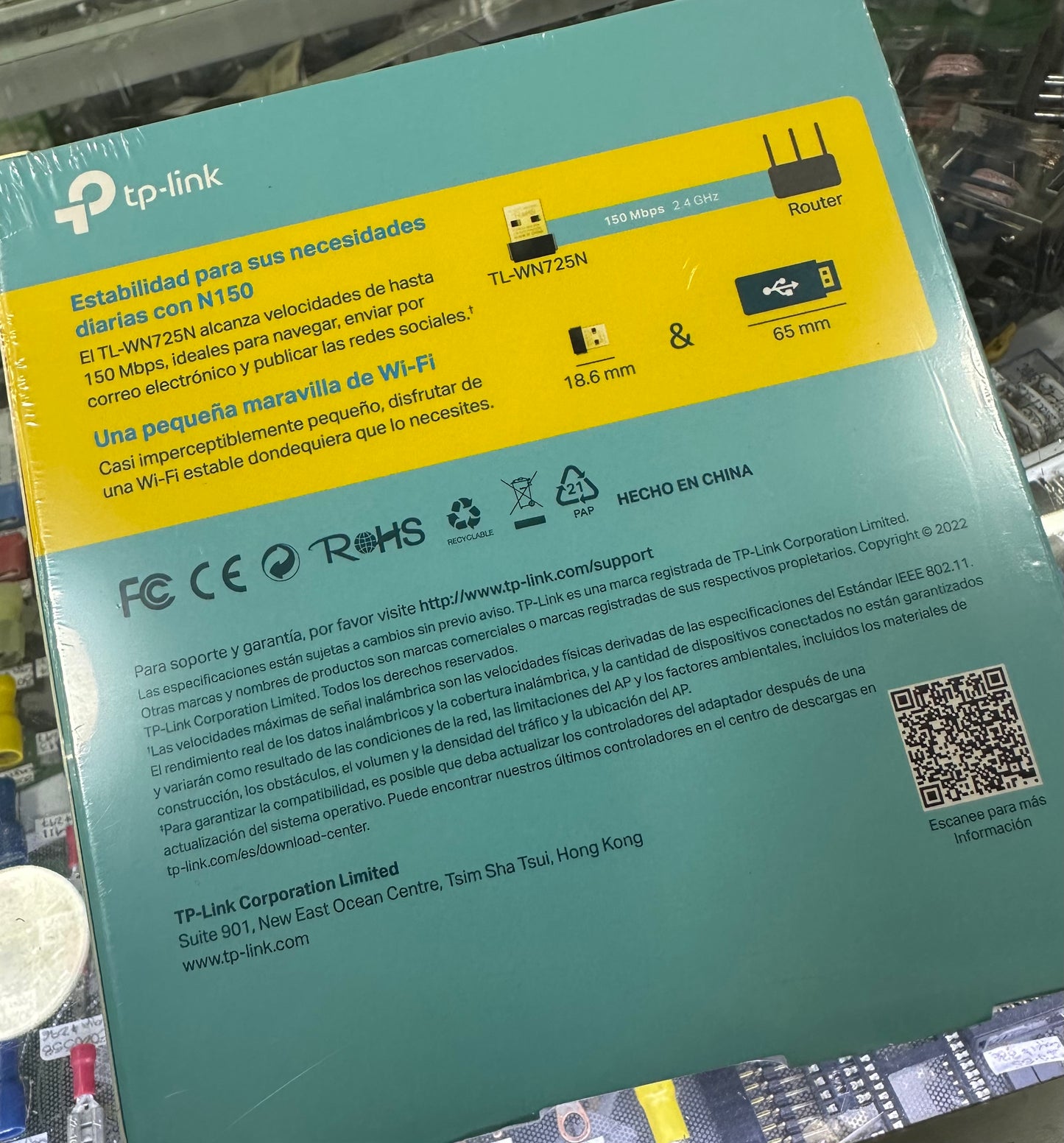Adaptador Wi-Fi Nano USB 150 Mbps, TP-Link TL-WN725N