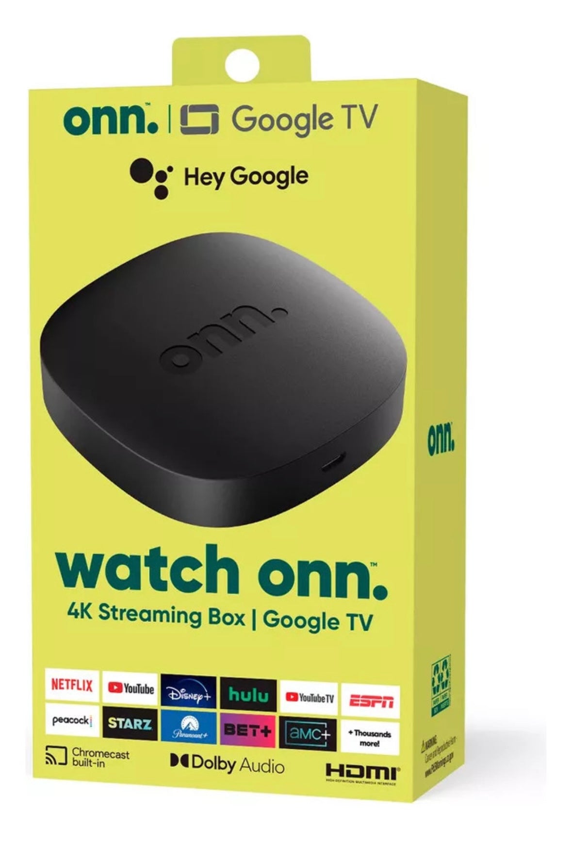 Onn 4K Streaming Box con Google TV