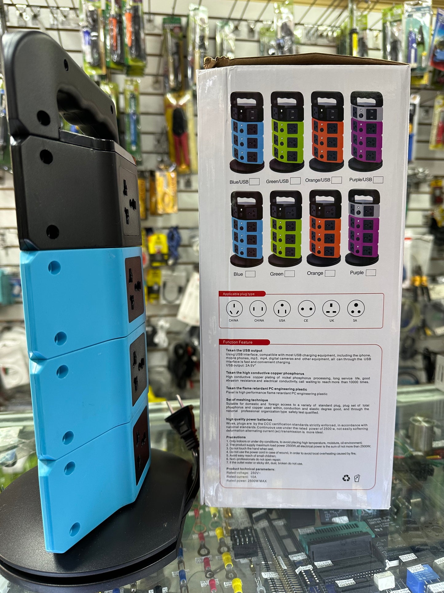 Torre multitoma vertical con puertos USB