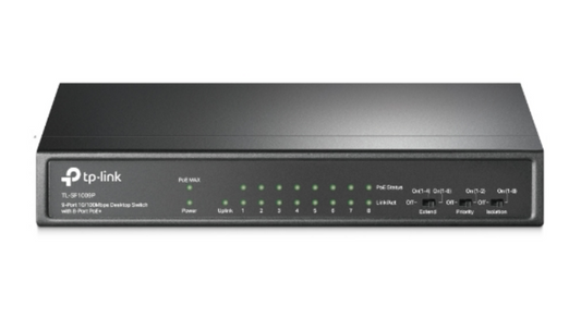 Switch TP-Link PoE+ de 9 Puertos 10/100 Mbps TL-SF1009P
